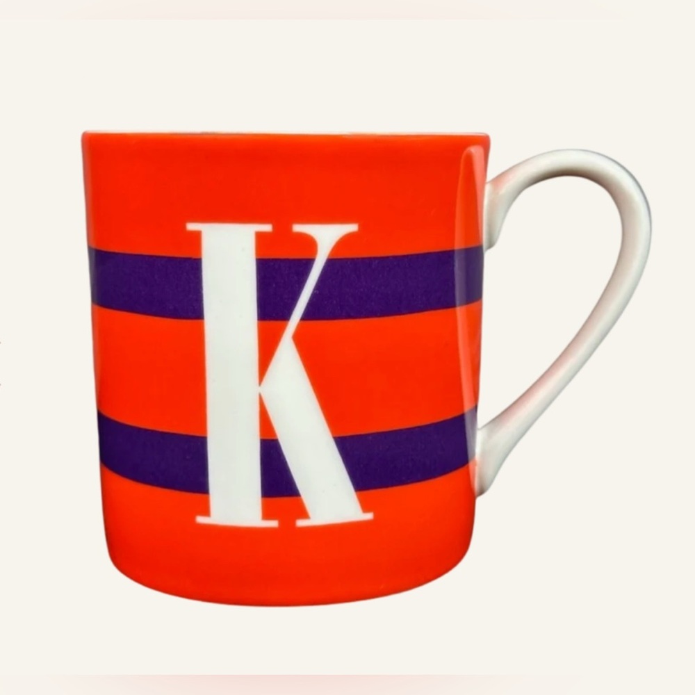Kate Spade Lenox To The Letter Red and Purple Striped Mug with Initial “K” - Picture 2 of 7